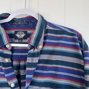 Vintage Dockers Men's Striped Blue‎ Shirt